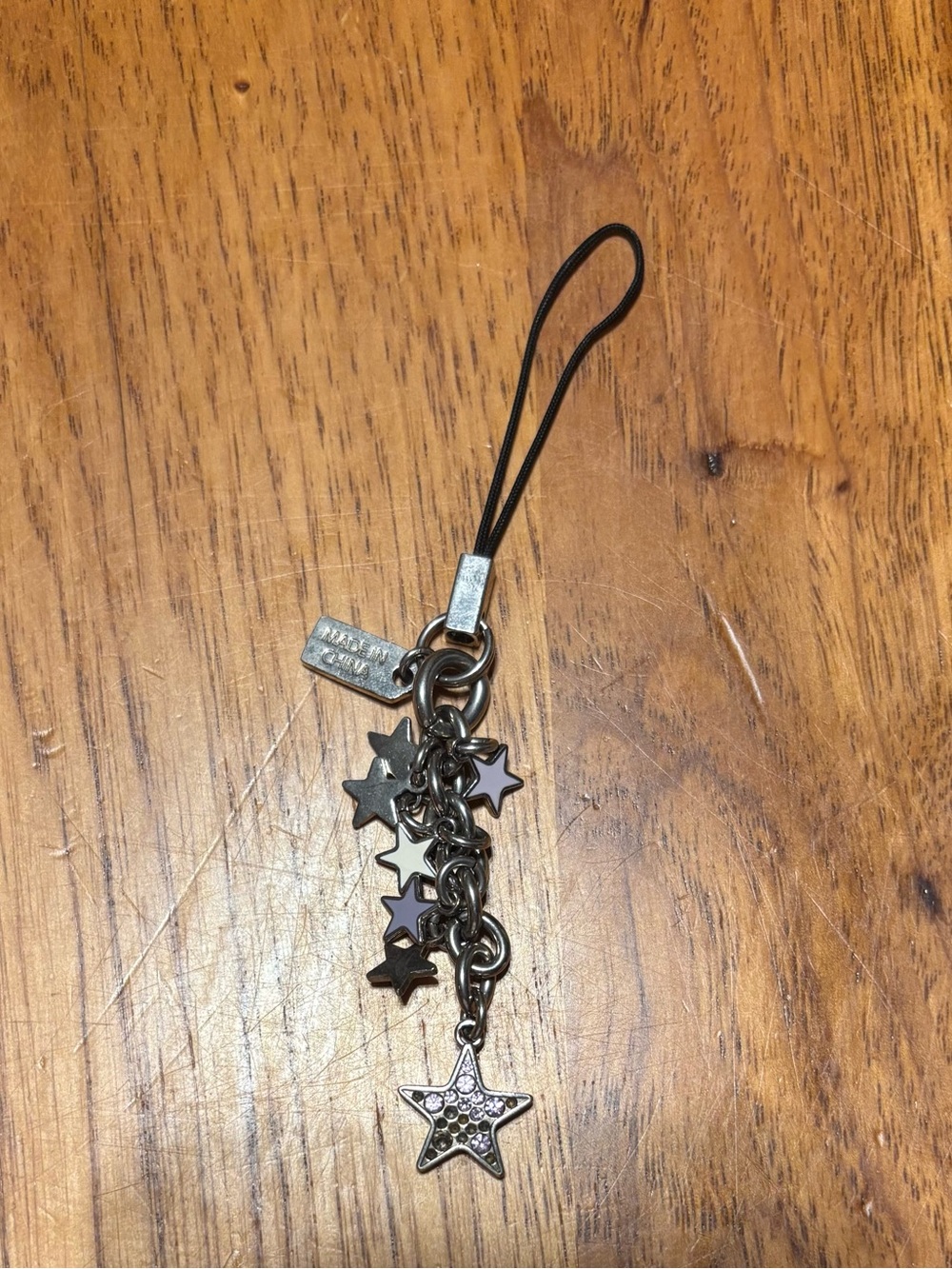 Vintage Coach Y2K Silver Star Charm Phone Strap - Metallic Star Dangle Accessory